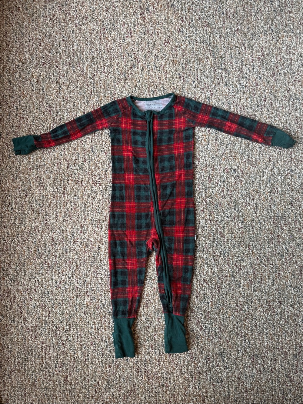 Little Sleepies Red and Green Plaid Footed One-Piece